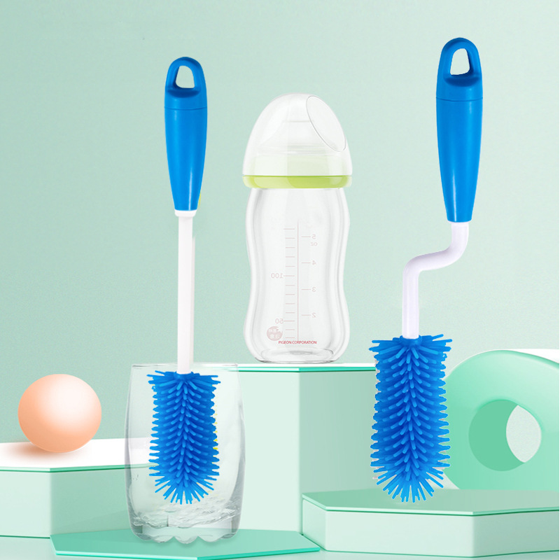 新款硅膠奶瓶刷360度旋轉(zhuǎn)多功能嬰兒奶瓶刷長(zhǎng)柄清潔奶瓶刷