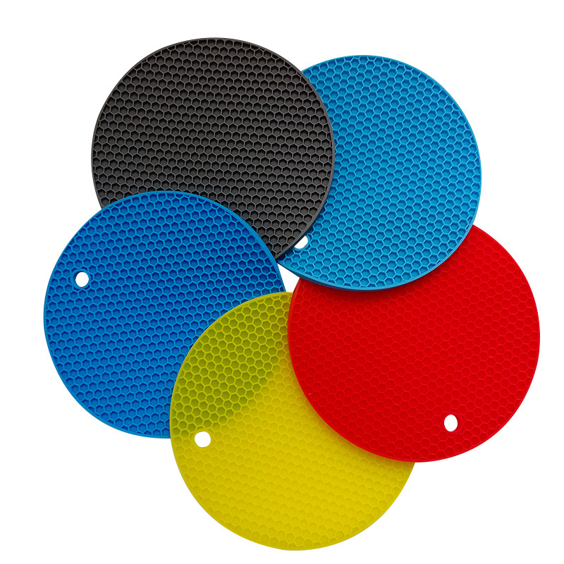 2021新款北歐風ins蜂窩狀圓盤防滑硅膠隔熱墊多色定制