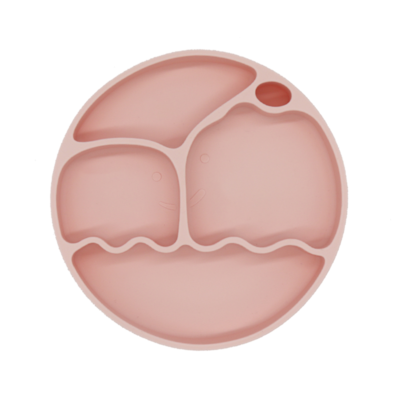 藕黛粉硅膠兒童餐盤